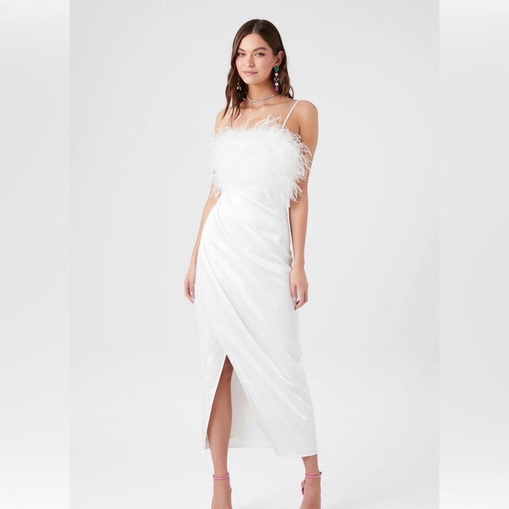 New! Faux Feather Cami Maxi Dress (XL)